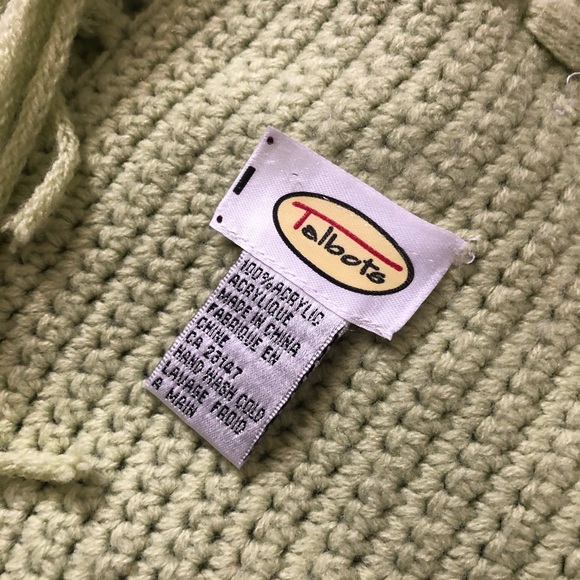 Talbots Green Knit Scarf w/ Tassels - Picture 4 of 4